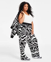 Nina Parker Trendy Plus Pull-On Swirl Knit Pants