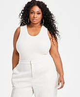 Nina Parker Trendy Plus Size Ribbed Sweater Tank Top