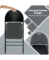 Costway Pack Folding Chairs Portable Padded Office Kitchen Dining Chairs