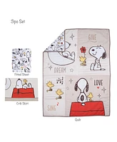 Bedtime Originals Snoopy Love 3-Piece Infant Baby Nursery Crib Bedding Set