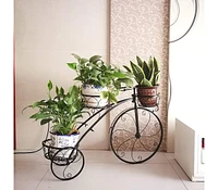 Unho Indoor Outdoor 3 Tiers Iron Garden Flower Stand Bicycle Shape Plant Rack Shelf