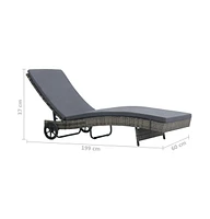 vidaXL Sun Lounger with Wheels and Cushion Poly Rattan Anthracite