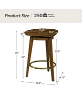 Hulala Home Camilo Mid-Century Modern Wood Swivel Stool with Solid Wood Legs