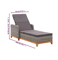 vidaXL Sun Lounger Poly Rattan and Solid Acacia Wood Gray