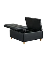 Gaomon Ottoman Coffee Table with Lift Top,Faux Leather Fabric Tufted Upholstered Ottoman with Storage, Large Square Storage Ottoman Bench for Bedroom,