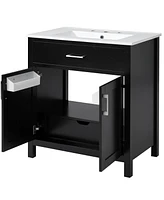 30-Inch Bathroom Vanity with Ceramic Sink and Ample Storage