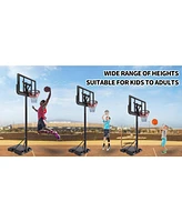 Streamdale Furniture Basketball Hoop Basketball System 4.76-10ft Height Adjustable with 4 Basketball, Net Pocket, Inflator Set