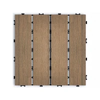 Streamdale Furniture Patio Floor Tiles Pack of 11 Wpc Wood-Plastic Composite Patio Deck Tiles Diy Interlocking Decking Tiles, Quick Deck Floor Tile, C