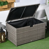 Simplie Fun 113 Gallon Deck Box, Rattan Outdoor Storage Box, Waterproof Storage Container for Indoor, Patio Furniture Cushions, Pool Toys, Garden Tool