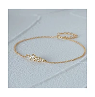 Hollywood Sensation 18K Gold Plated Sterling Silver Chain Link Bracelet with Round Cut Cubic Zirconia Cluster