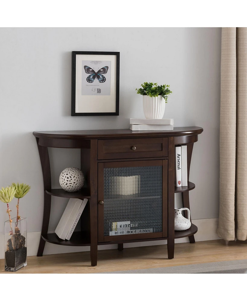 Kings Brand Furniture Kings Brand Walnut Finish Wood Entryway Console Sofa Storage Buffet Table