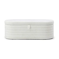 Modern End of Bed Bench with Storage Upholstered Sherpa Fabric Large Storage Bench Ottoman Shoe Stool Long Bench Window Sitting Toy Storage Bench for