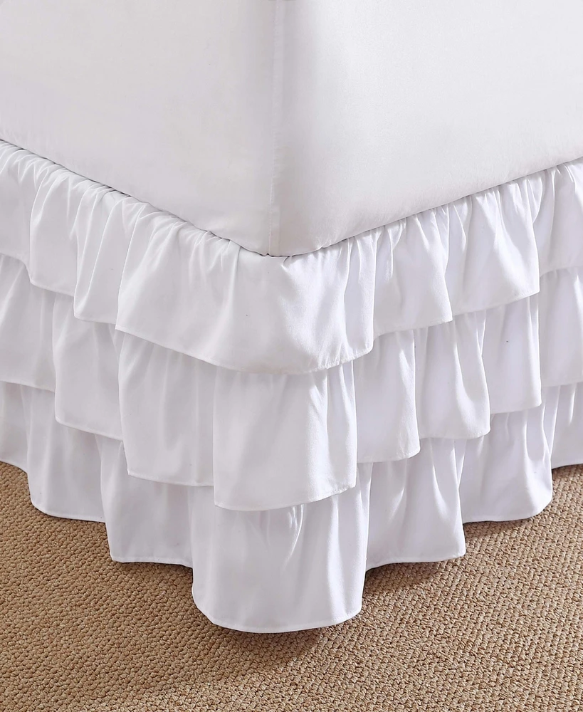 Poppy & Fritz Solid Microfiber White Bedskirt-King