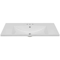 36" Single Bathroom Vanity Top with White Basin, 3-Faucet Holes, Ceramic, White