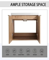 36" Wall-Mounted Bathroom Vanity With Sink and Side Cabinet