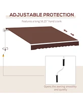 Simplie Fun 12' x 8' Retractable Awning Patio Awnings Sun Shade Shelter with Manual Crank Handle