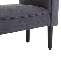 52" End of Bed Bench, Linen Upholstered Ottoman Bench, Bedroom Entryway Bench With Armrests, Dark Gray