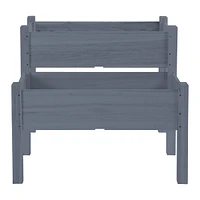 34"x34"x28" Raised Garden Bed, 2-Tier Elevated Wood Planter Box for Backyard, Patio to Grow Vegetables, Herbs, and Flowers, Gray