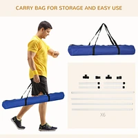 6 Piece Dog Agility Training Equipment for Dog Agility Course with Adjustable Height Jump Bars, Included Carry Bag, & Displacing Top Bar, White