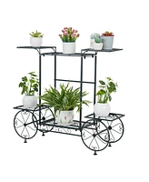 Unho Garden Wrought Iron Plant Stand 6 Tiers Flower Pots Display Rack Home Garden Decor