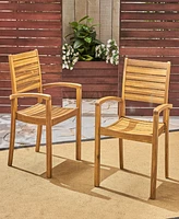 Miguel Coastal Acacia Wood Stackable Dining Chairs (Set Of 2)
