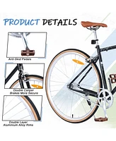 Simplie Fun Single Speed Retro style 700C Road Bike For men women's City