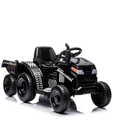 Simplie Fun 12V Kids Ride On Electric Tractor Black Knight, Kids Ride On Toy.2WD, Non