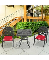 Streamdale Furniture (Cushions In Random Colors)3-Piece Set Of Cast Aluminum Patio Furniture With Cushions