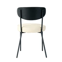 Modern grey simple pu dining chair upholstered chair Family bedroom stool back dressing, black round table set, Bentwood covered with ash veneer Chair