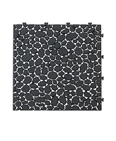 12 x 12 Inch Black Interlocking Deck Tiles Plastic Waterproof Outdoor All Weather Anti-slip Bathroom Shower Balcony Porch Strong Weight Capacity Upto