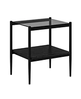 Streamdale Furniture Set of 2 Rectangle End Table, Tempered Glass Tabletop with Mdf layer, Modern Table for Living Room, Gray Glass