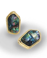 Robert Lee Morris Soho Abalone Molten Statement Button Clip-On Earrings