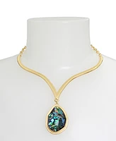 Robert Lee Morris Soho Abalone Molten Pendant Collar Necklace