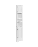 Multi-Functional Corner Cabinet Tall Bathroom Storage Cabinet with Two Doors and Adjustable Shelves, Open