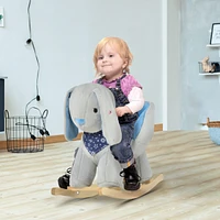 Streamdale Furniture Kids Ride-On Rocking Horse Toy Bunny Rocker with Fun Play Music & Soft Plush Fabric for Children 18-36 Months