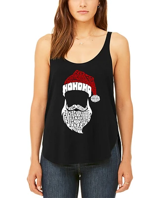 La Pop Art Women's Feliz Navidad Santa Claus Premium Word Flowy Tank Top