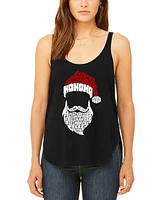 La Pop Art Women's Feliz Navidad Santa Claus Premium Word Flowy Tank Top