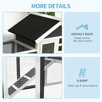 Simplie Fun 48" Wooden Rabbit Hutch Bunny Cage with Waterproof Asphalt Roof, Fun Outdoor Run, Removable Tray and Ramp, Grey