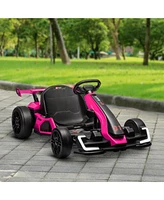 Streamdale Furniture 24V 7.5 Mph Electric Go Kart with Adjustable Seat, Drifting Car Battery Powered Ride on Toy Outdoor with Slow Start, Button Start