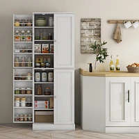 65" Kitchen Pantry Cabinet, Modern Storage Cabinet with Doors and Shelves, Freestanding Cupboard for Dining Room, White