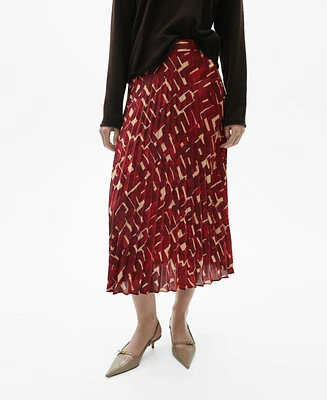 Mango Women's Printed Pleated Skirt