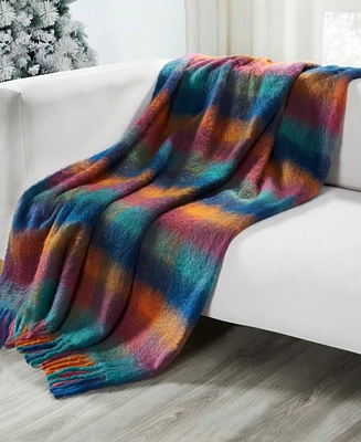 Evergreen Ivy Checkered Mohair Throw, 50" x 70"