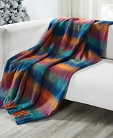 Evergreen Ivy Checkered Mohair Throw, 50" x 70"