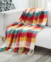 Evergreen Ivy Checkered Faux Mohair Throw, 50" x 70"