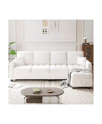 gaomon Modular Sectional Sofa, Chenille Reversible Modular Sectional Sofa, Sofa Couch with Storage Seats, Sofa Set for Living Room, Beige