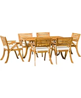 Hermosa 7 Piece Wood Dining Set With Cushions