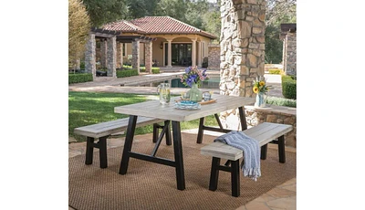 Streamdale Furniture Valverde 3-Piece Gray Acacia Wood Picnic Dining Set