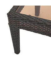 Antibes 4Pcs Wicker Chat Set - Brown Wicker And Beige Cushion