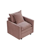 Chenille Fabric Comfy Deep Single Seat Sofa Upholstered Reading Armchair Living Room