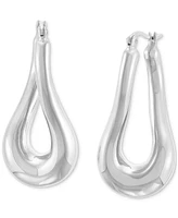 Polished Tube Twist Medium Hoop Earrings in Sterling Silver